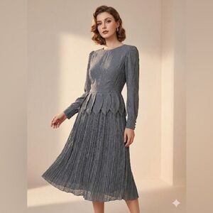Chic Long Sleeve Gray Dress